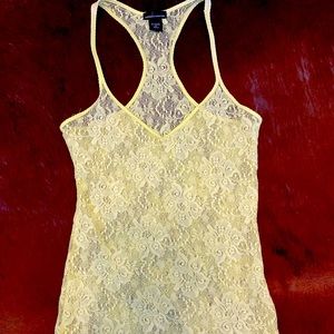 Women’s neon yellow lace MODA international tank top
